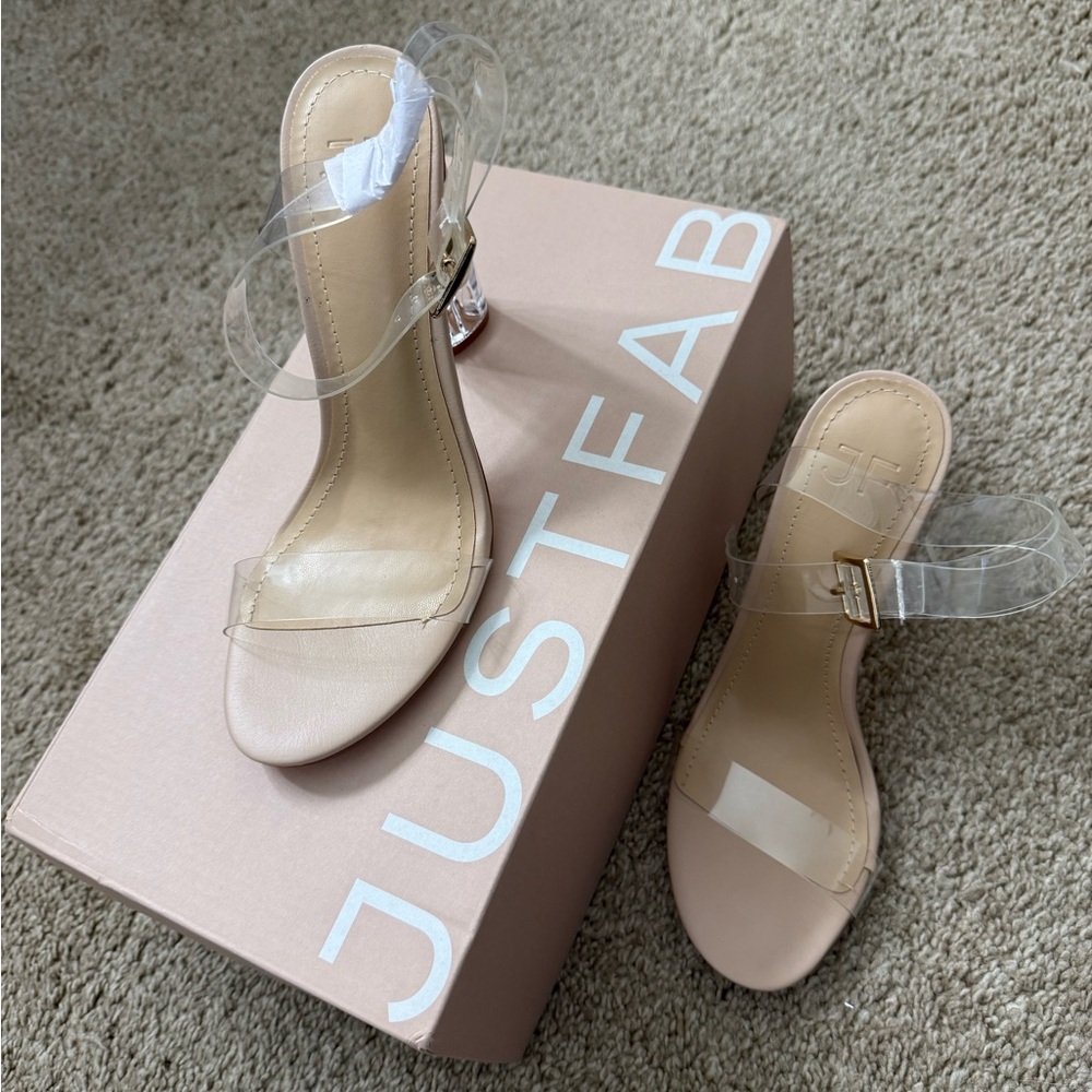 JustFab Tan Cream Heels Minimalist Design